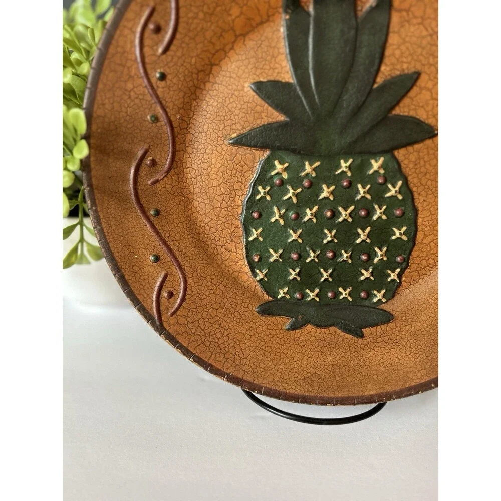 Ragon House Pineapple Plate Folk Art Rustic Cottagecore Primitive Decor EC +🎁